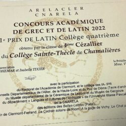 Premier Prix de Latin Collège ARELACler